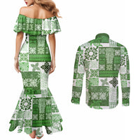 hawaiian-quilt-couples-matching-mermaid-dress-and-long-sleeve-button-shirt-tiki-tropical-retro-green-version