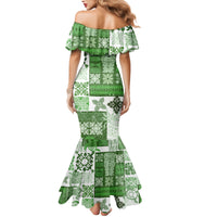 Hawaiian Quilt Family Matching Mermaid Dress and Hawaiian Shirt Tiki Tropical Retro Green Version - Wonder Print Shop