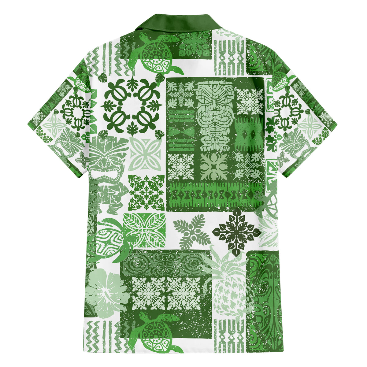 Hawaiian Quilt Hawaiian Shirt Tiki Tropical Retro Green Version - Wonder Print Shop