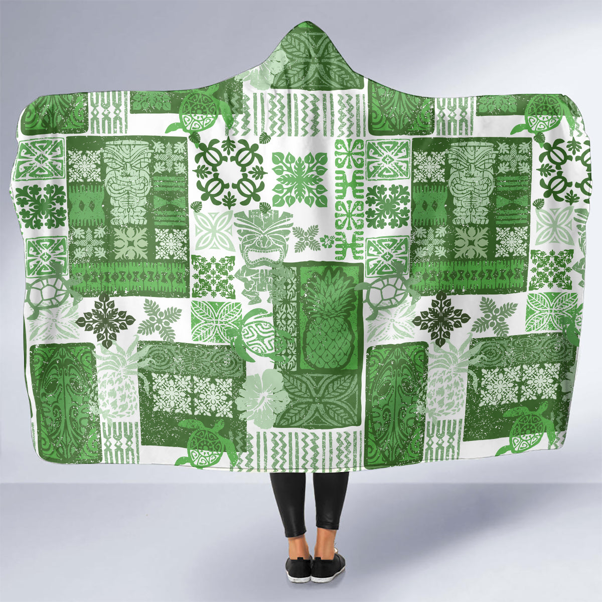 hawaiian-quilt-hooded-blanket-tiki-tropical-retro-green-version