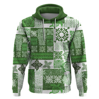 Hawaiian Quilt Hoodie Tiki Tropical Retro Green Version - Wonder Print Shop
