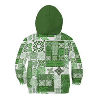 Hawaiian Quilt Kid Hoodie Tiki Tropical Retro Green Version - Wonder Print Shop