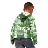 Hawaiian Quilt Kid Hoodie Tiki Tropical Retro Green Version - Wonder Print Shop