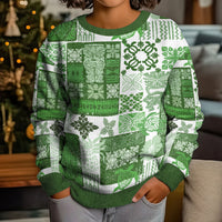 Hawaiian Quilt Kid Ugly Christmas Sweater Tiki Tropical Retro Green Version - Wonder Print Shop