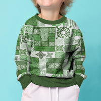 Hawaiian Quilt Kid Ugly Christmas Sweater Tiki Tropical Retro Green Version - Wonder Print Shop