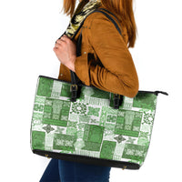 Hawaiian Quilt Leather Tote Bag Tiki Tropical Retro Green Version - Wonder Print Shop