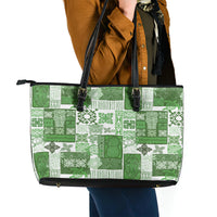 Hawaiian Quilt Leather Tote Bag Tiki Tropical Retro Green Version - Wonder Print Shop