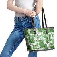 Hawaiian Quilt Leather Tote Bag Tiki Tropical Retro Green Version - Wonder Print Shop
