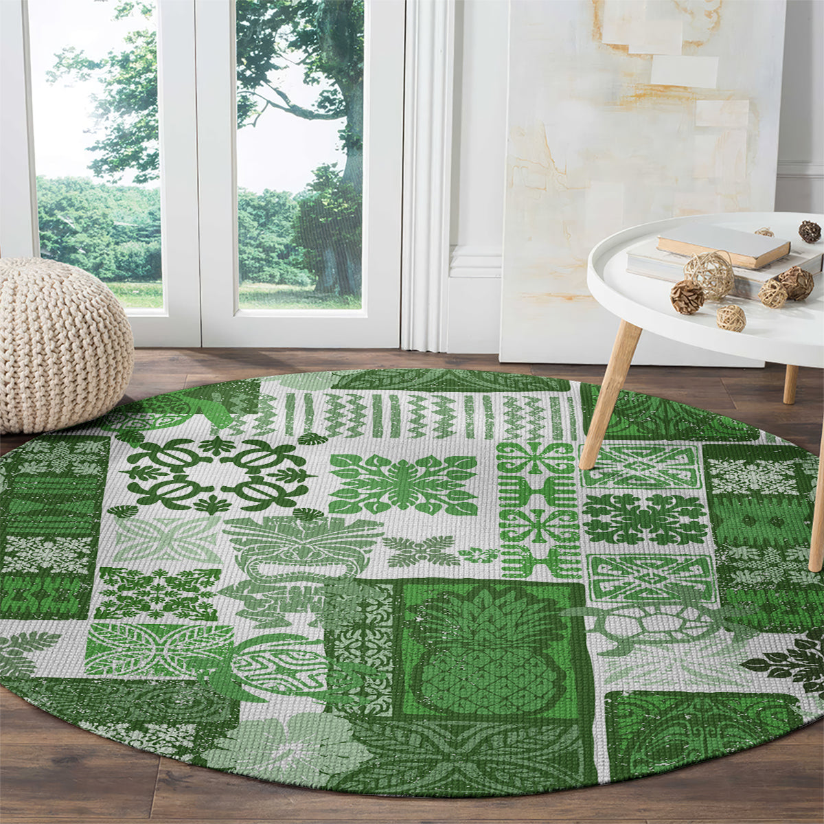 hawaiian-quilt-round-carpet-tiki-tropical-retro-green-version