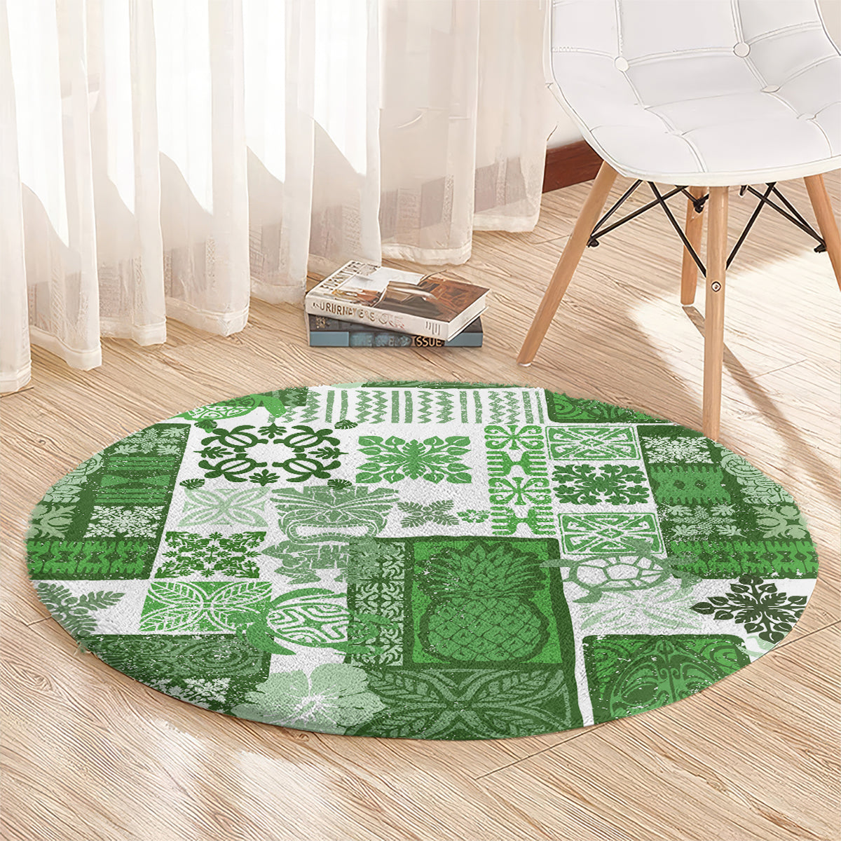 hawaiian-quilt-round-carpet-tiki-tropical-retro-green-version