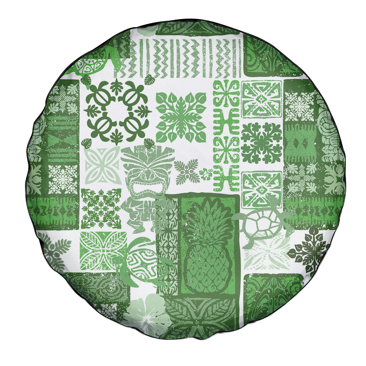 Hawaiian Quilt Spare Tire Cover Tiki Tropical Retro Green Version - Wonder Print Shop