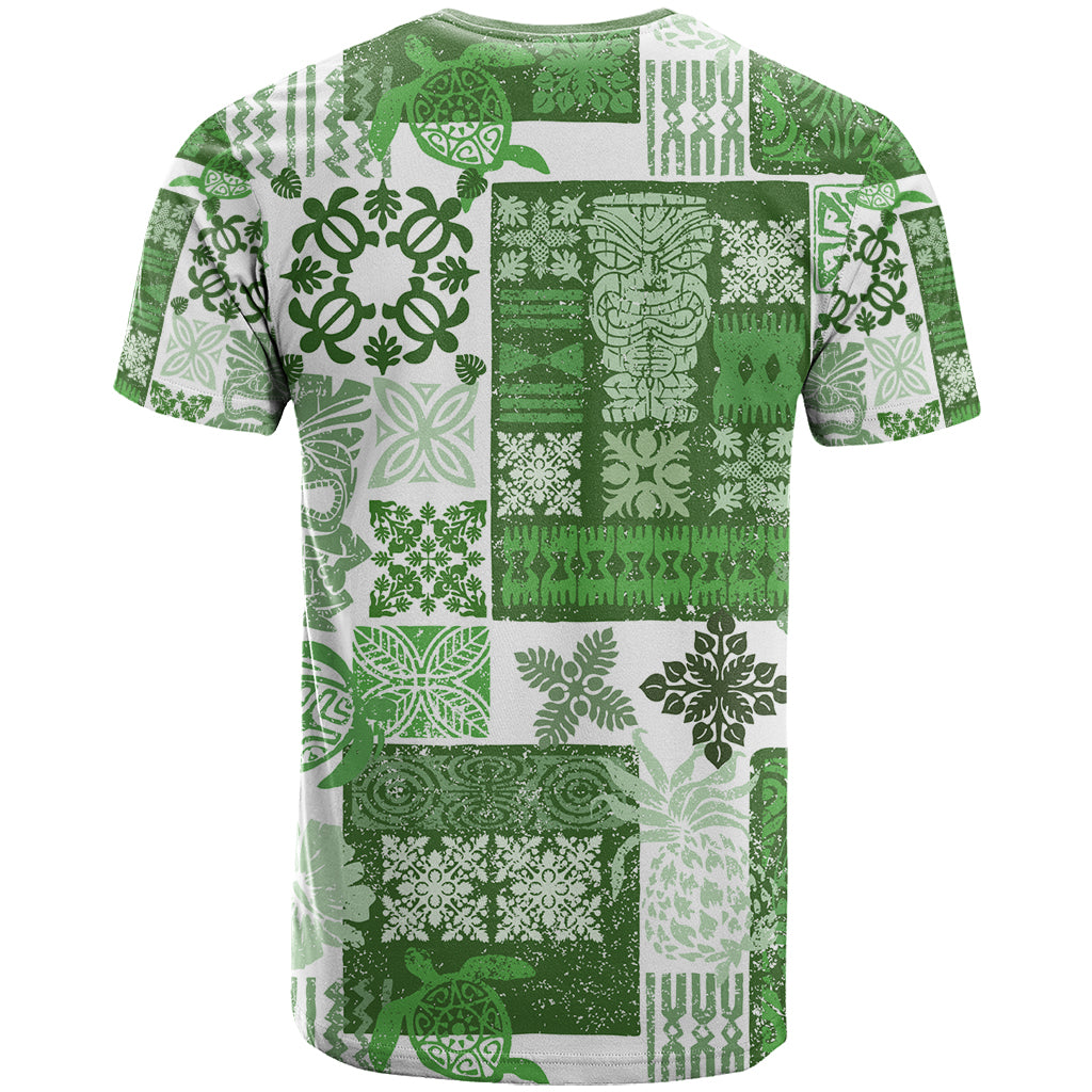 Hawaiian Quilt T Shirt Tiki Tropical Retro Green Version - Wonder Print Shop