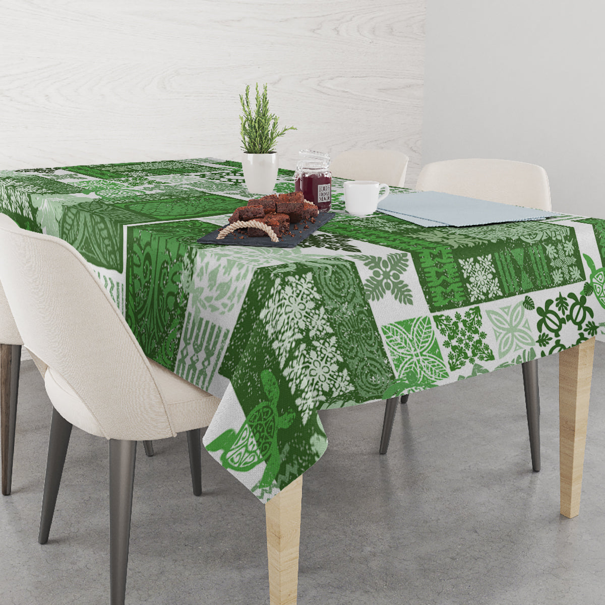 Hawaiian Quilt Tablecloth Tiki Tropical Retro Green Version - Wonder Print Shop