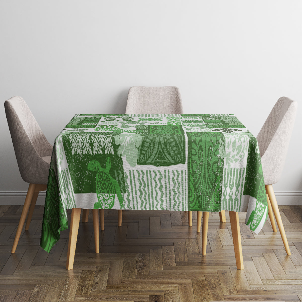 Hawaiian Quilt Tablecloth Tiki Tropical Retro Green Version - Wonder Print Shop