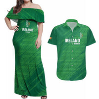 Custom Ireland Cricket Couples Matching Off Shoulder Maxi Dress and Hawaiian Shirt Irish Celtic Knot - National Color - Wonder Print Shop