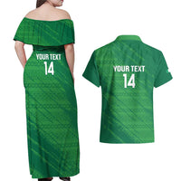 Custom Ireland Cricket Couples Matching Off Shoulder Maxi Dress and Hawaiian Shirt Irish Celtic Knot - National Color - Wonder Print Shop