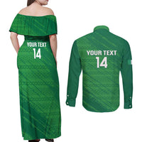 Custom Ireland Cricket Couples Matching Off Shoulder Maxi Dress and Long Sleeve Button Shirt Irish Celtic Knot - National Color - Wonder Print Shop