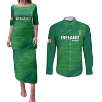 Custom Ireland Cricket Couples Matching Puletasi and Long Sleeve Button Shirt Irish Celtic Knot - National Color - Wonder Print Shop