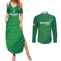Custom Ireland Cricket Couples Matching Summer Maxi Dress and Long Sleeve Button Shirt Irish Celtic Knot - National Color - Wonder Print Shop