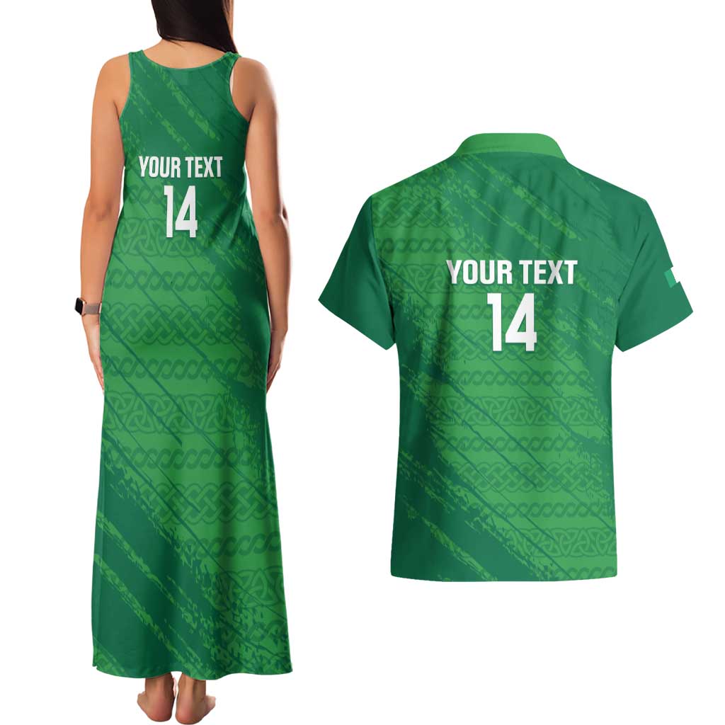 Custom Ireland Cricket Couples Matching Tank Maxi Dress and Hawaiian Shirt Irish Celtic Knot - National Color - Wonder Print Shop