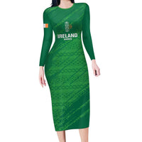 Custom Ireland Cricket Family Matching Long Sleeve Bodycon Dress and Hawaiian Shirt Irish Celtic Knot - National Color - Wonder Print Shop