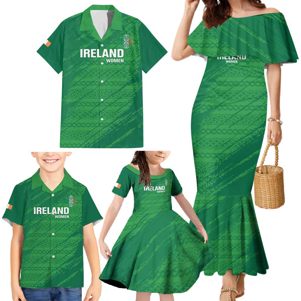 Custom Ireland Cricket Family Matching Mermaid Dress and Hawaiian Shirt Irish Celtic Knot - National Color - Wonder Print Shop