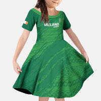 Custom Ireland Cricket Family Matching Off The Shoulder Long Sleeve Dress and Hawaiian Shirt Irish Celtic Knot - National Color - Wonder Print Shop