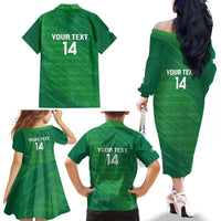 Custom Ireland Cricket Family Matching Off The Shoulder Long Sleeve Dress and Hawaiian Shirt Irish Celtic Knot - National Color - Wonder Print Shop