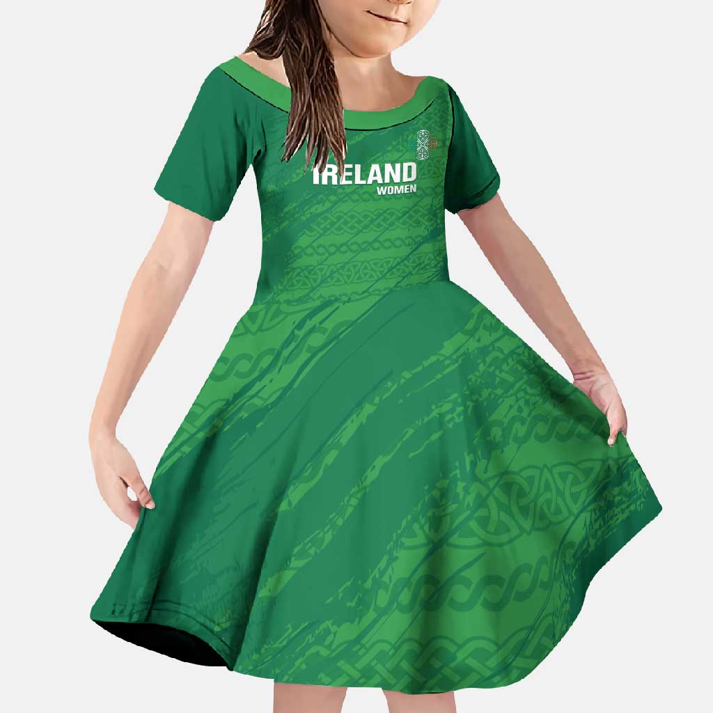 Custom Ireland Cricket Family Matching Off Shoulder Maxi Dress and Hawaiian Shirt Irish Celtic Knot - National Color - Wonder Print Shop