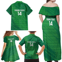 Custom Ireland Cricket Family Matching Off Shoulder Maxi Dress and Hawaiian Shirt Irish Celtic Knot - National Color - Wonder Print Shop