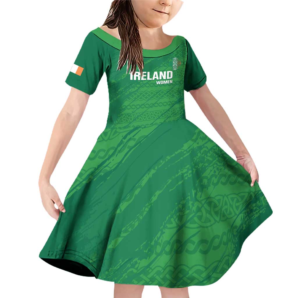 Custom Ireland Cricket Family Matching Off Shoulder Short Dress and Hawaiian Shirt Irish Celtic Knot - National Color - Wonder Print Shop