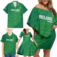 Custom Ireland Cricket Family Matching Off Shoulder Short Dress and Hawaiian Shirt Irish Celtic Knot - National Color - Wonder Print Shop
