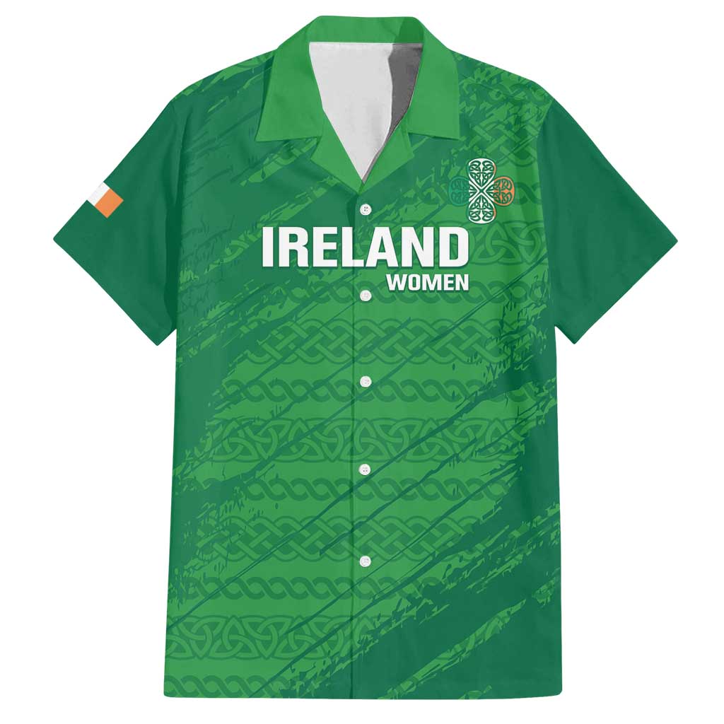 Custom Ireland Cricket Family Matching Puletasi and Hawaiian Shirt Irish Celtic Knot - National Color - Wonder Print Shop