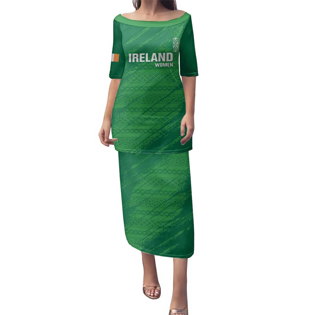 Custom Ireland Cricket Family Matching Puletasi and Hawaiian Shirt Irish Celtic Knot - National Color - Wonder Print Shop