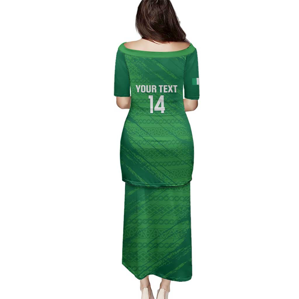 Custom Ireland Cricket Family Matching Puletasi and Hawaiian Shirt Irish Celtic Knot - National Color - Wonder Print Shop