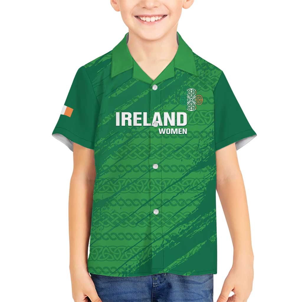Custom Ireland Cricket Family Matching Puletasi and Hawaiian Shirt Irish Celtic Knot - National Color - Wonder Print Shop