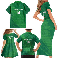 Custom Ireland Cricket Family Matching Short Sleeve Bodycon Dress and Hawaiian Shirt Irish Celtic Knot - National Color - Wonder Print Shop