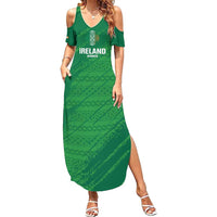 Custom Ireland Cricket Family Matching Summer Maxi Dress and Hawaiian Shirt Irish Celtic Knot - National Color - Wonder Print Shop
