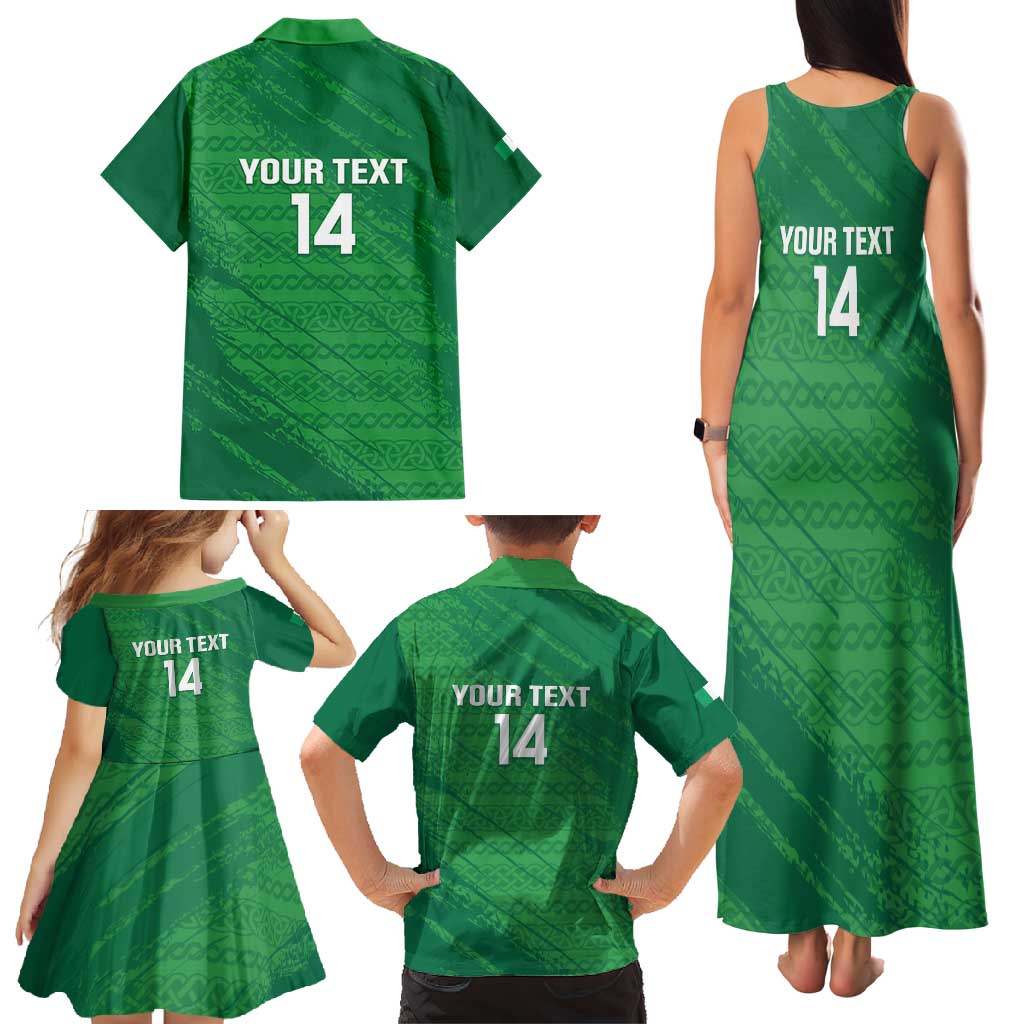 Custom Ireland Cricket Family Matching Tank Maxi Dress and Hawaiian Shirt Irish Celtic Knot - National Color - Wonder Print Shop
