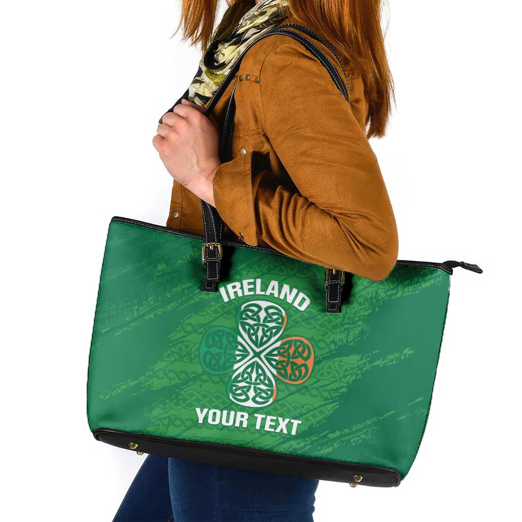 Custom Ireland Cricket Leather Tote Bag Irish Celtic Knot - National Color - Wonder Print Shop