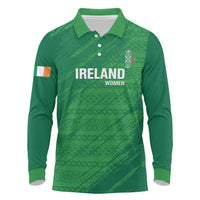 Custom Ireland Cricket Long Sleeve Polo Shirt Irish Celtic Knot - National Color - Wonder Print Shop