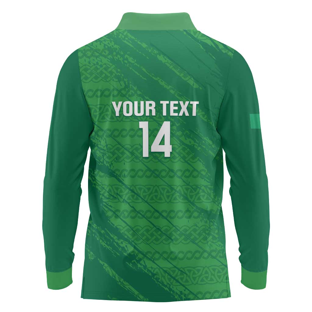 Custom Ireland Cricket Long Sleeve Polo Shirt Irish Celtic Knot - National Color - Wonder Print Shop