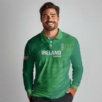 Custom Ireland Cricket Long Sleeve Polo Shirt Irish Celtic Knot - National Color - Wonder Print Shop