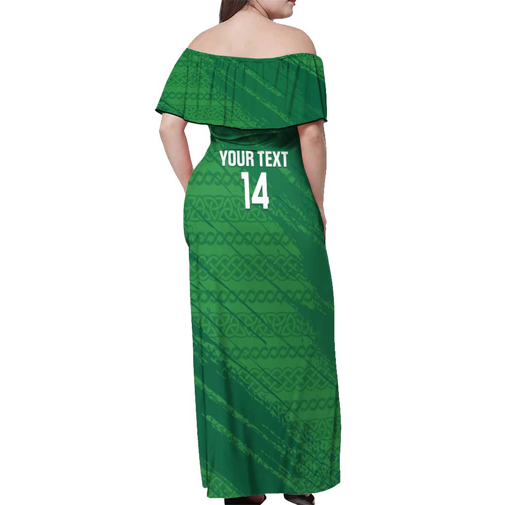 Custom Ireland Cricket Off Shoulder Maxi Dress Irish Celtic Knot - National Color - Wonder Print Shop