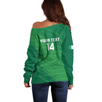 Custom Ireland Cricket Off Shoulder Sweater Irish Celtic Knot - National Color - Wonder Print Shop