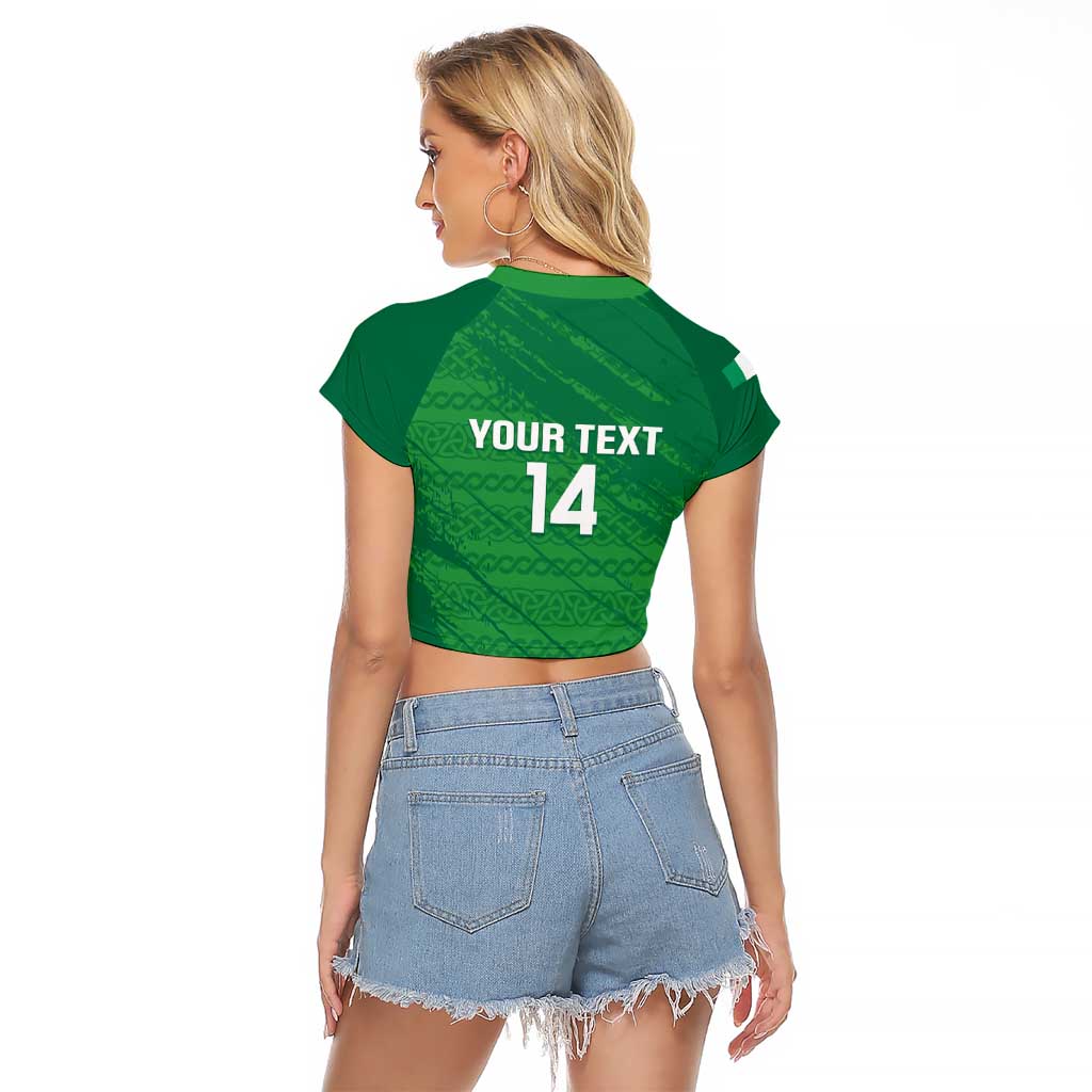 Custom Ireland Cricket Raglan Cropped T Shirt Irish Celtic Knot - National Color - Wonder Print Shop