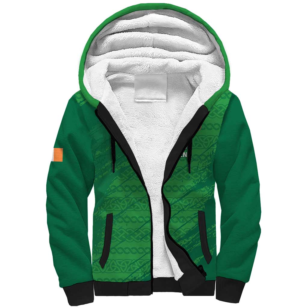Custom Ireland Cricket Sherpa Hoodie Irish Celtic Knot - National Color - Wonder Print Shop