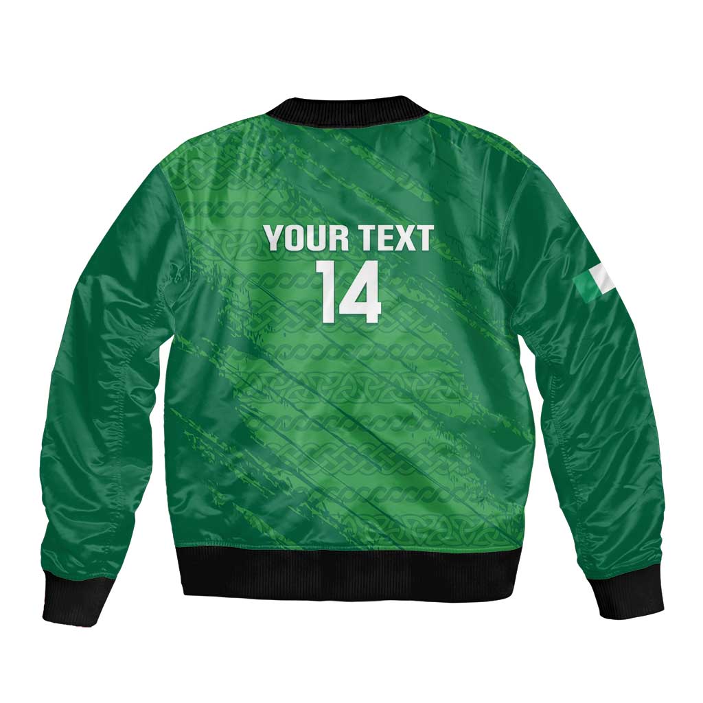 Custom Ireland Cricket Sleeve Zip Bomber Jacket Irish Celtic Knot - National Color - Wonder Print Shop
