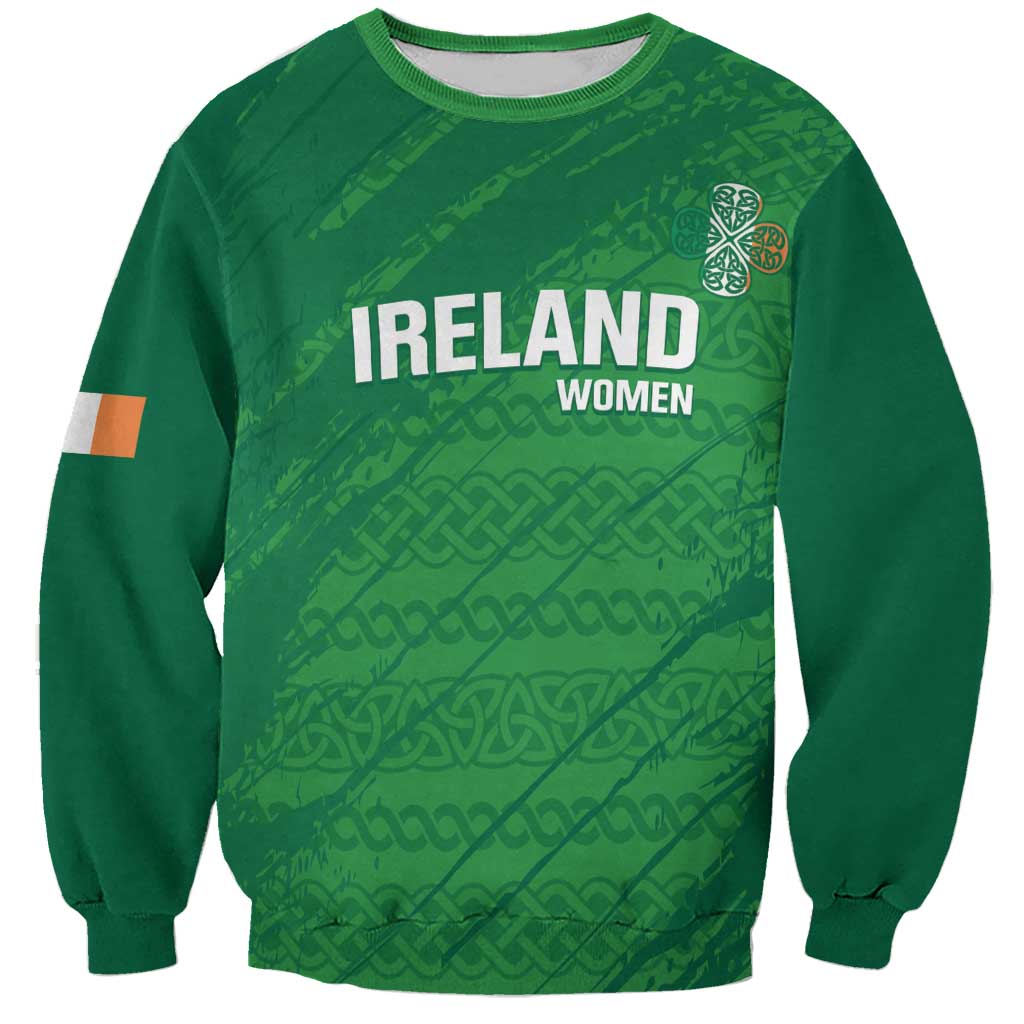 Custom Ireland Cricket Sweatshirt Irish Celtic Knot - National Color - Wonder Print Shop