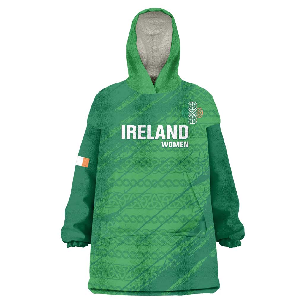 Custom Ireland Cricket Wearable Blanket Hoodie Irish Celtic Knot - National Color - Wonder Print Shop